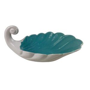 West Coast Pottery 202 California Shell Shaped White Turquoise Ceramic Bowl